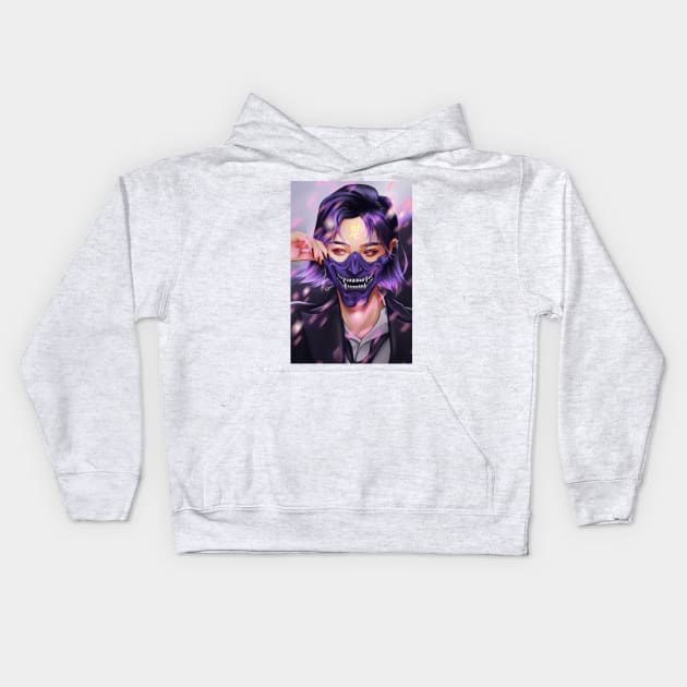 Oni Masked Girl Kids Hoodie by Soona Creative